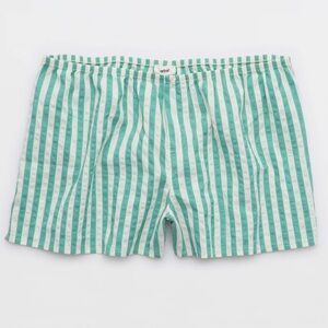 Aerie American Eagle Green and White Striped Seersucker Boxer Shorts EUC Medium